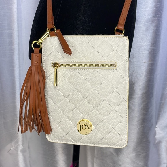 Joy Ivory Leather Quilted Crossbody Purse - Picture 2 of 9